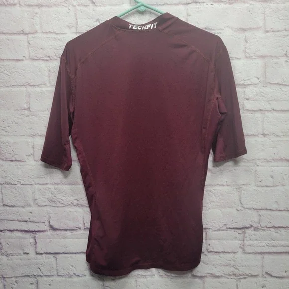 Adidas Techfit Compression‎ Climalite Maroon Shirt Mens L Athletic Training Top - Picture 2 of 9